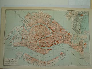 Venedig alter Stadtplan Italien Lithographie 1893