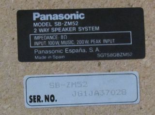 Lautsprecherboxen 200 Watt 8 Ohm Typ SB ZM52   Panasonic   mit