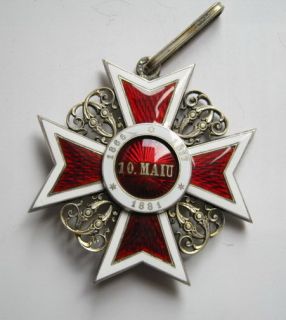 Orig. Orden der Krone von Rumänien, Kontum Kreuz, Silber mit Punze