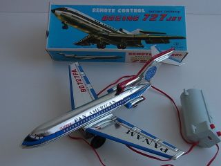 Blechflugzeug Boeing 727 Jet Blechspiezeug Blechmodell Made in Japan