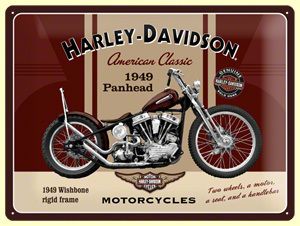 Licensed Harley Davidson Panhead Oldtimer Vintage Reproschild Blech