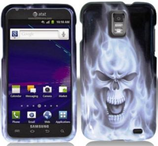 Samsung Galaxy S II LTE i727R SGH i727R WHITE FLAMING SKULL Snap On