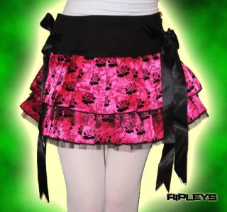 Ripleys Clothing   HELL BUNNY Mini Skirt THORN & ROSE Pink Emo/Tutu S
