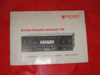 Bedienungsanleitung Becker Europa Cassette electronic 749