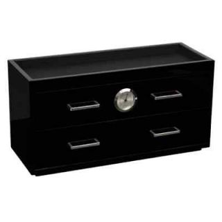 Meridian Collection Two Drawer Piano Black Humidor