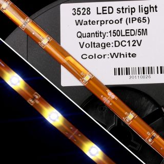 Waterproof SMD 3528 Epoxy LED Strip Light 150LED 5M 12V White For