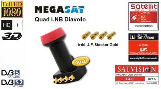 Full HD Quad LNB Megasat Diavolo Gold Switch HDTV 3D HD+ Digital 4