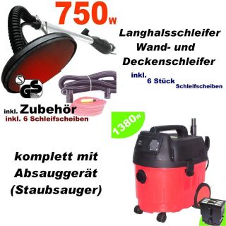 750 W Langhalsschleifer Wandschleifer und Absauggerät Staubsauger