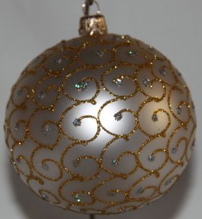Weiße Weihnachtskugeln ∅ 10cm 4er Set weiß,gold, innen