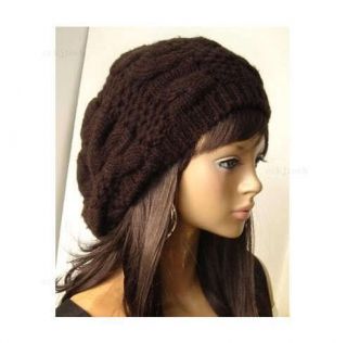 New Fashion 6 Colors Warm Winter Women Beret Braided Baggy Beanie Hat