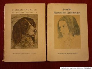 alte Bände über Tierzeichnungen und Deutsche Romantiker