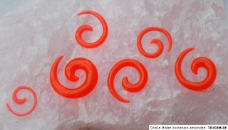 Sichel Horn Spirale NEON orange bis 2 mm Dehnung Plug Piercing ohne