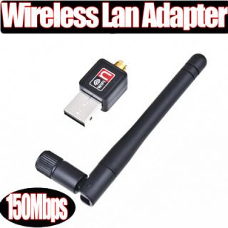 USB 150M Wireless LAN Adapter 802.11b/n/g WiFi 2dBi Antenna 150Mbps