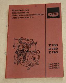 Ersatzteilliste HATZ Diesel Motor Z 788, Z 789, Z 790