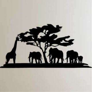 Wandtattoo Afrika Elefant Giraffe Savanne Idylle (816)