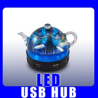 KRISTALLKUGEL/TEEKANNE USB HUB/HUBS LED LICHTSPIEL NEU
