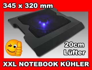 Notebook Kühler Cooler Pad mit 20 cm Lüfter  LED Blau  + USB Hub