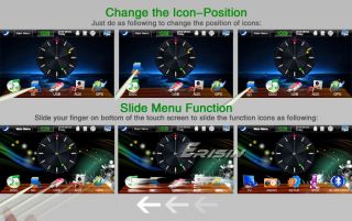 Slide left/right on the TFT Screen can show 3D Rotating screen menu
