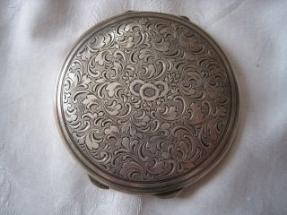 Alter 800er Silber Jugendstil Taschenspiegel mit Puderdose