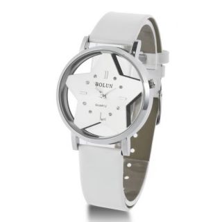 Pentagram Star Shape Design Quartz Unisex Round wrist watch Lady Women