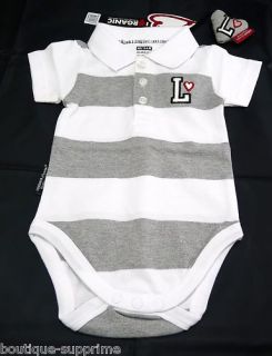 Lundmyr Poloshirt Baby Polo Body grau/weiß T Shirt