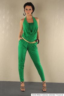 Einteiler Overall Jumpsuit grün Shirt Hose Gürtel XS/S/M