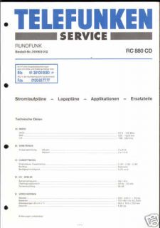 Telefunken Original Service Manual für RC 880 CD