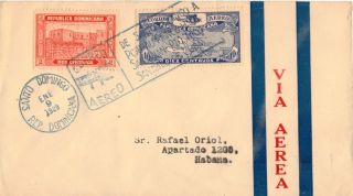 Republik Cuba 1929, Erstflug Brief Santo Domingo   Havanna.#879