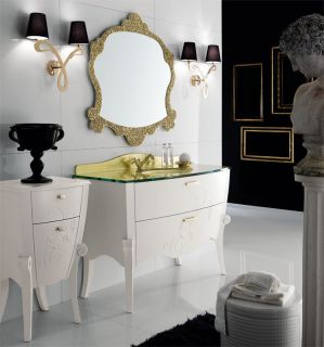 Luxus Badmöbel Set Margot Weiß Gold Furnier Klassische Italienische