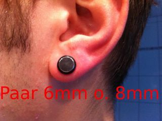 2x Fakeplugs 8mm 6mm   Edelstahl Silber   Tunnel Piercing Ohr Fake