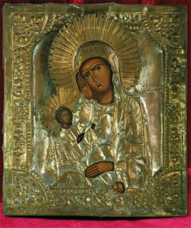 Russische Ikone RUSSIAN ICON Gottesmutter Maria Jesus Mother of God