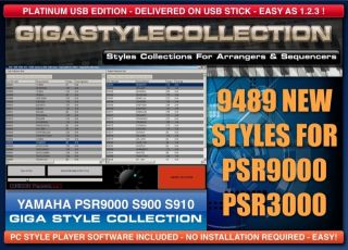 9480 NEW Styles for YAMAHA PSR 9000 S 910 + PC Style Player on USB