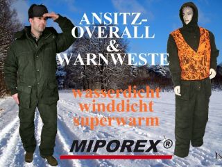 Ansitz Overall & Warnweste & Schirm Kapuze Hubertus Faserfelz