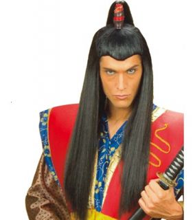 Peruecke Lange Samurai Japan China lang schwarz glatt Asia wig