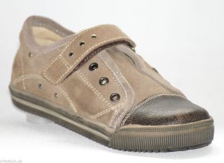 INDIGO Kinder Leder Schuhe Sneaker Klettverschluss braun NEU Gr 24 36