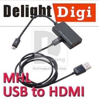 USB MHL to HDMI Cable Adapter HDTV For Samsung Galaxy S2 i9100 Note GT