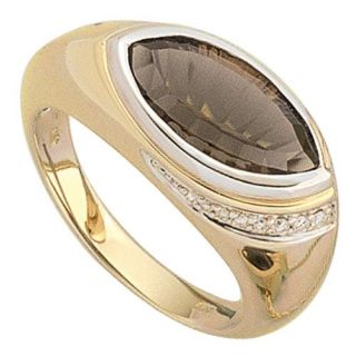 Goldring Ring mit Rauchquarz & Diamanten, 585 Gold, Fingerschmuck