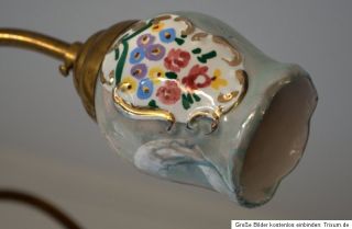 Antik Kronleuchter Lüster Messing Keramik Porzellan? Shabby 50er