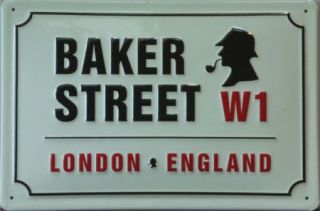 Sherlock Holmes Baker Street W1 London Blech Schild 20x30cm Adresse