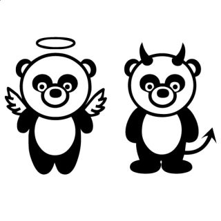 WANDKINGS Wandtattoo Panda Engel und Teufel [Größe & Farbe
