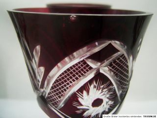6x Weinglas Bleikristall Überfang Rubin Glas Schleuderstern