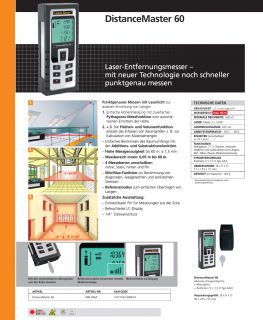 DistanceMaster 60, Laser Entfernungsmesser bis 60m, Distanzmesser 080