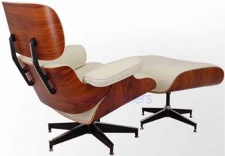 Apex Lounge Chair and Ottoman Leather Black White Brown Cream Charles