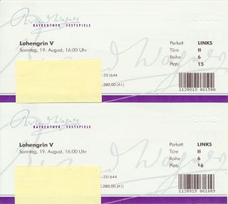 Karten Bayreuther Wagner Festspiele 2012   Lohengrin V am 19. August