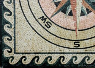 Rosone Kompass Fliesen Naturstein Mosaik Marmor 100cm