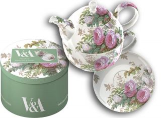 Brompton Rose FINE CHINA Tea For One TEAPOT CUP & SAUCER Victoria