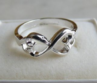 Size 5 1/2 925 Sterling Silver double infinity heart ring 5.5 Mothers
