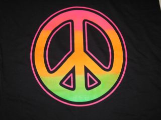 PEACE SYMBOL Neon Pacifist Hippie Anti War Love T Shirt