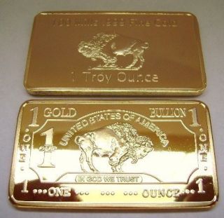 Gold Golldbarren 1 oz American Buffalo 999 vergoldet