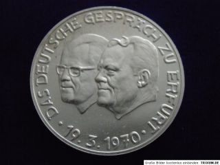 Silber , Das Deutsche Gespräch Zu Erfurt 19.3.1970 Feinsilber 999,9